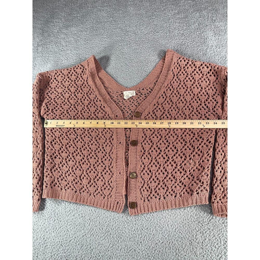 Artelier Nicole Miller Knit Sweater Womens XL Brown Open Knit Cardigan Buttons - Picture 9 of 12